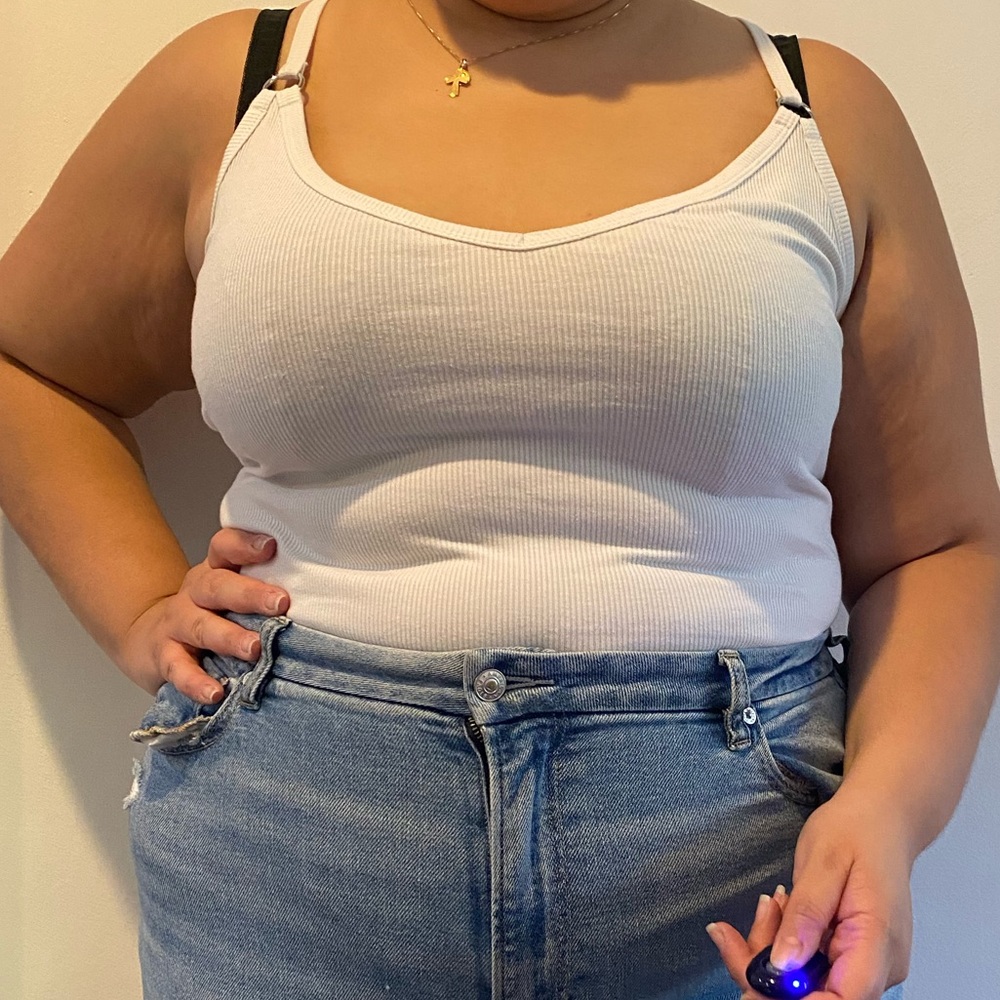 PLUS SIZE White bodysuit with cross back detail